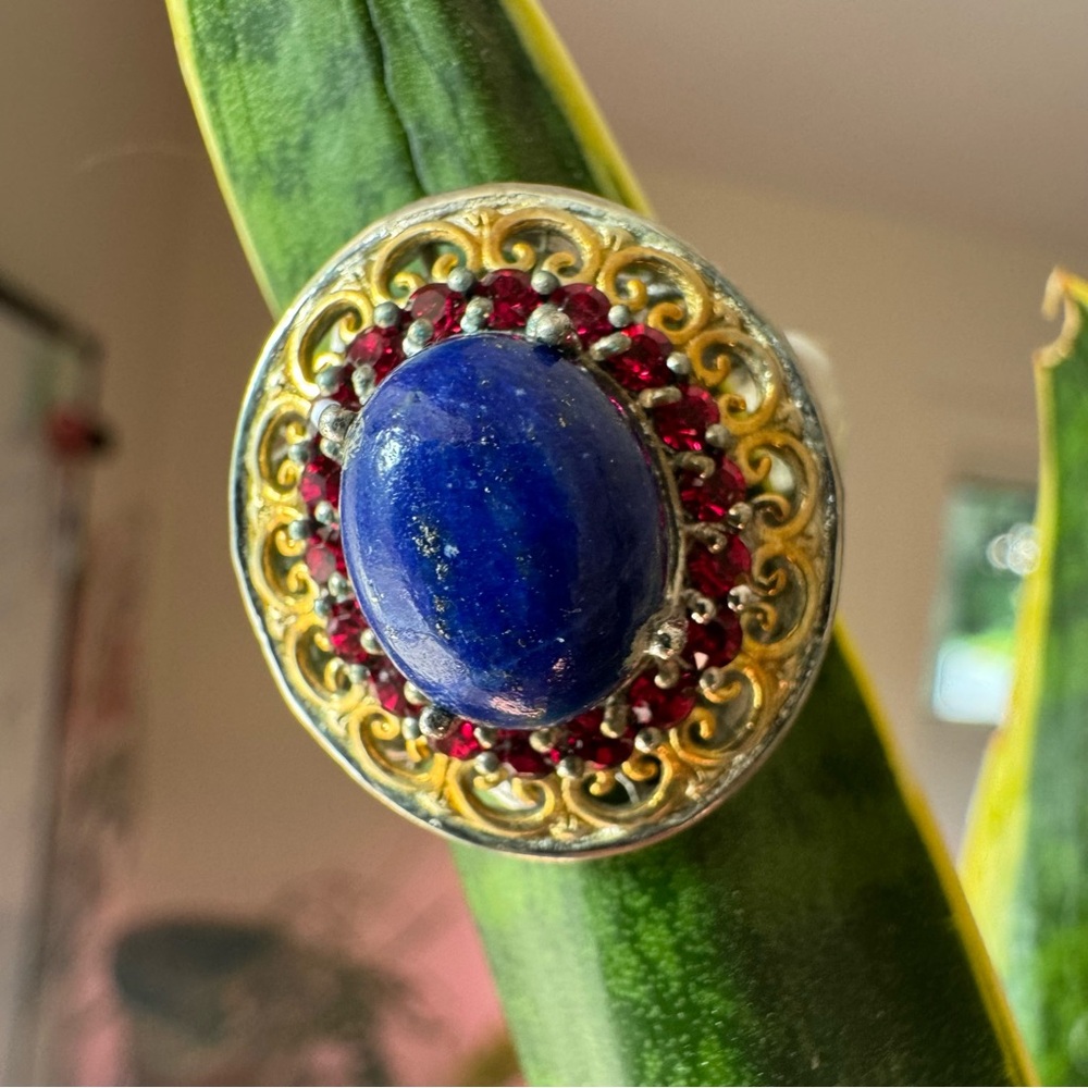 Elegant Blue, silver and Gold Women's Ring